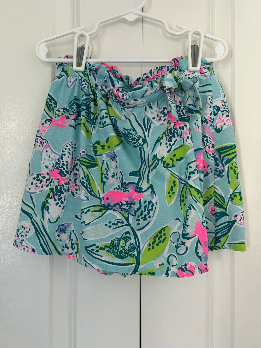 Lilly Pulitzer girls L 8-10 years cotton skort blue tropical floral fish preppy